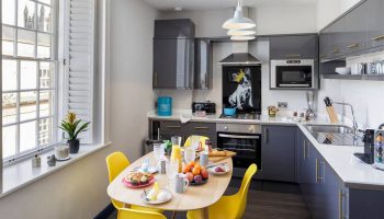 dream stays yellow and blue kitchen